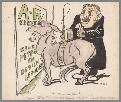 Colijn, devrim karşıtı seçmeni eşek olarak görüyor The Dumb Ass (nesnedeki başlık) by Patricq Kroon (signed by artist)