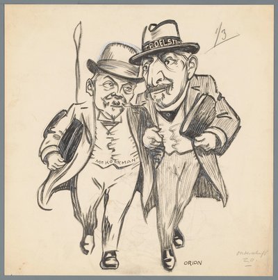 Troelstra ve Kolkman Anayasa İncelemesinde Romantik Aşk (nesne üzerine başlık) by Patricq Kroon (signed by artist)