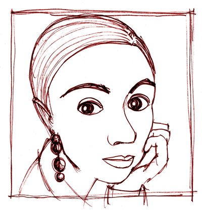 Portre, 2018 (Kağıt üzerine mürekkep) by Patrizia La Porta