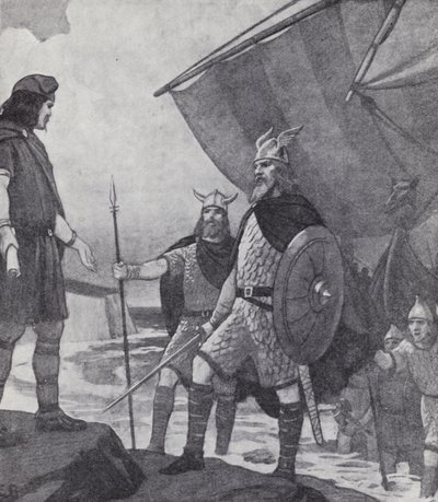 Hengist ve Horsa kardeşler, 5. yüzyılda Açılar, Saksonlar ve Jütler tarafından işgal sırasında Ebbsfleet, Thanet Adası, Kent