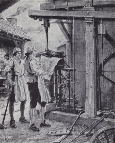 James Watt buhar makinesinde iş başında by Paul (after) Hardy