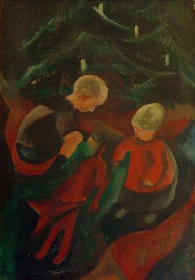 Noel ağacının altında iki çocuk by Paul Adolf Seehaus
