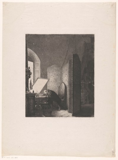 Rembrandt stüdyosunda gravür Rembrandt dans oğlu atölyesi by Paul Adolphe Rajon