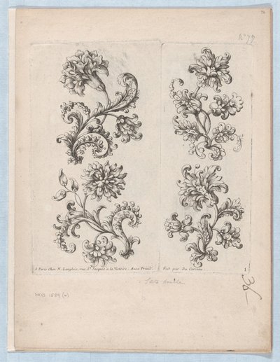 Küçük Çiçek Motifleri Serisi, Levha 1, yakl. 1670-85., yakl. 1670-85. by Paul Androuet Du Cerceau