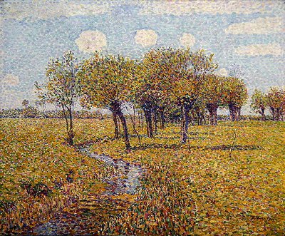 Küçük Bir Çayır Vadisinde İlkbaharda Söğüt Ağaçları ile Hollanda Manzarası (tuval üzerine yağlı boya) by Paul Baum