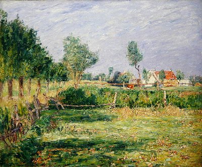 Hollanda, Bahçelerin Arkasında Çiftlik Evleri ile Peyzaj (tuval üzerine yağlı boya) by Paul Baum