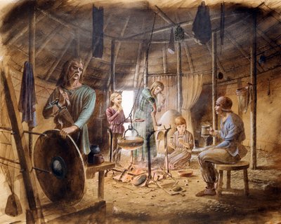 Bir Demir Çağı evinin içinde, MÖ c5. yy, c1990-2010 by Paul Birkbeck
