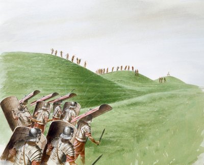 Kelt kabileleriyle savaşan Romalı askerler, c1st yüzyıl, c1990-2010 by Paul Birkbeck