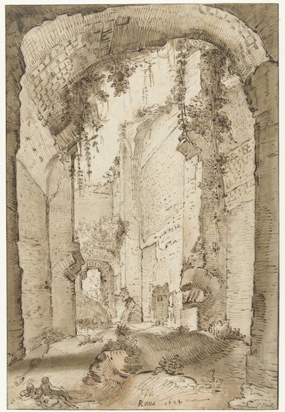 Palatine Tepesi'ndeki Septimus Severus Sarayı'nın kalıntıları by Paul Bril