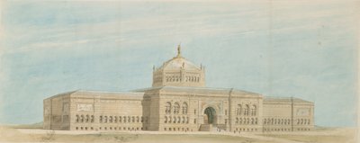 Dünyanın Kolomb Sergisi Güzel Sanatlar Müzesi, Chicago, Illinois, Perspektif, c. 1890-1891. by Paul C. Lautrup