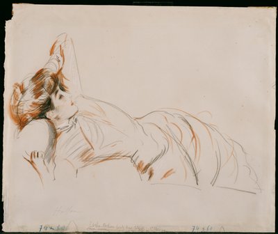 uzanmış zarif bir bayan by Paul Cesar Helleu