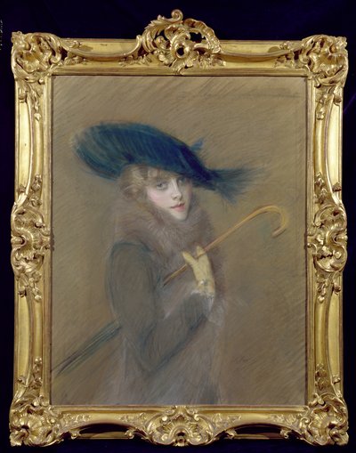 Elegant Lady (kağıt üzerinde pastel) by Paul Cesar Helleu