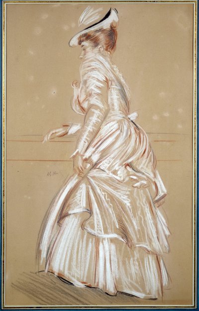 Beyazlı bir kadının portresi. Paul Helleu (1859 - 1927), 20. yüzyıl çizimi. Bayonne, Musee Bonnat by Paul Cesar Helleu