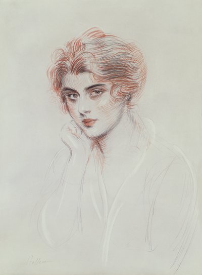 Sanatçının Kızı (kağıt üzerine renkli kalem) by Paul Cesar Helleu