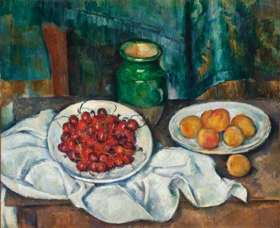 ""Nature morte aux cerises et aux peches" (Kiraz Ve Şeftali ile Natürmort) Peinture de Paul Cezanne (1839-1906) - 1885-1887 - Tuval üzerine yağlıboya Dim 50,2x61 cm Los Angeles County Sanat Müzesi by Paul Cézanne