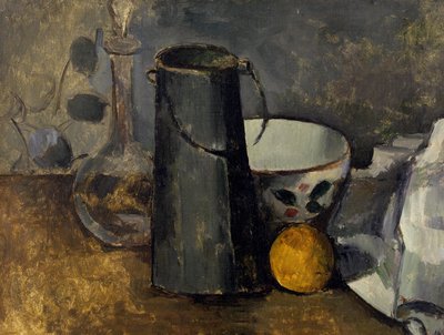 Sürahi, Süt Kutusu, Kase ve Portakal ile Natürmort by Paul Cézanne