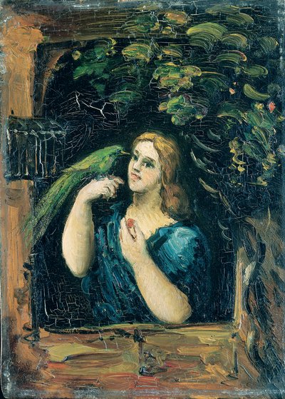 Papağan olan kadın by Paul Cézanne