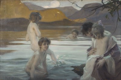 İlk Banyo, yaklaşık 1907 (tuval üzerine yağlıboya) by Paul Chabas