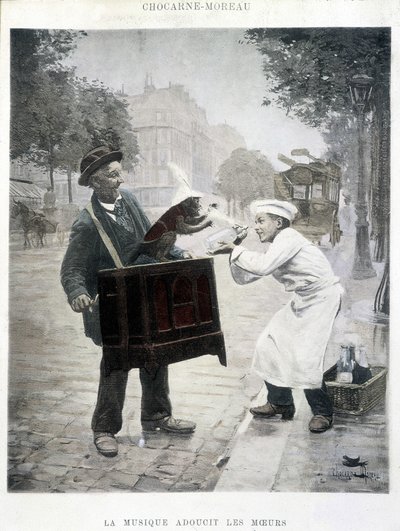 Müzik ahlakı yumuşatır, resim Chocarne-Moreau, c. 1900 by Paul Charles Chocarne-Moreau