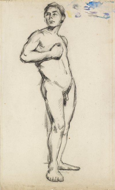 Sağ Eli Göğsünde Sıkıştırılmış Çıplak Bir Erkek Üzerine Akademik Çalışma, 1865 by Paul Cézanne