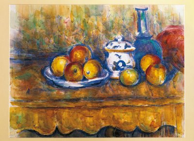 avusturya, viyana, mavi şişe ile natürmort, yağlı boya by Paul Cézanne