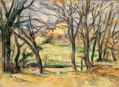 Ağaçlar ve evler, Jas de Bouffan. 1885-86 by Paul Cézanne
