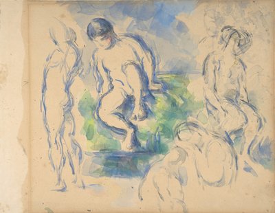 Yıkananlar recto, Natürmort verso, ca. 1890 recto - 1900 verso. by Paul Cézanne