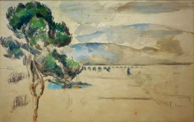Viyadük ve çam ağacı ile Arc vadisi by Paul Cézanne