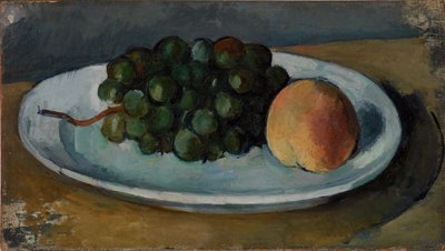 Bir tabakta üzüm ve şeftali by Paul Cézanne