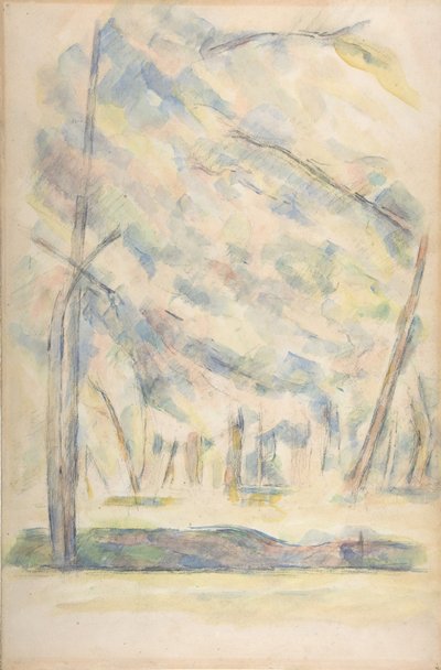 Peyzaj recto, Eskiz kayalar verso, n.d.. by Paul Cézanne