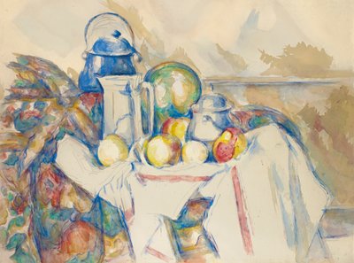 Süt sürahisi, kavun ve şekerlik ile natürmort, 1900-1906. by Paul Cézanne