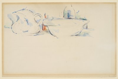 Natürmort, Tuvalet Malzemeleri, c.1885-90 (kağıt üzerine grafit ve sulu boya) by Paul Cézanne