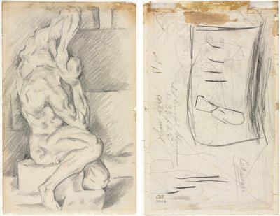 Anatomik Heykel Kroki (rekto) Madam Cézanne Kroki (verso) by Paul Cézanne