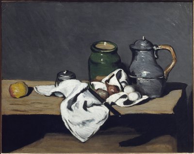 Bir su ısıtıcısı ile natürmort - tuval üzerine yağlıboya by Paul Cézanne