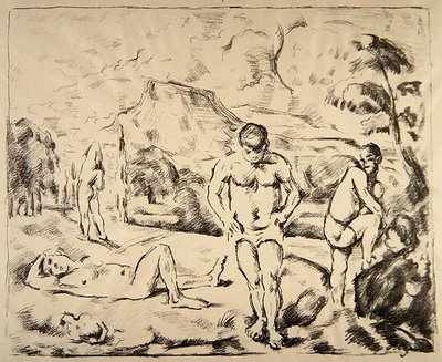 Yıkananlar, 1898 dolayları (lito) by Paul Cézanne