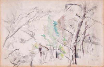 Ağaçlar [rekto]; Pilon du Roi ile Encagnane [geri] by Paul Cézanne