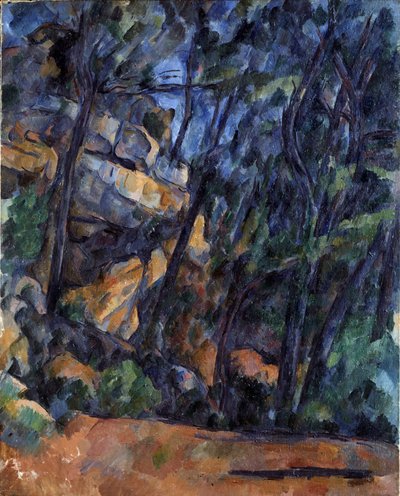 Château Noir Parkındaki Ağaçlar ve Kayalar, 1904 dolayları. by Paul Cézanne