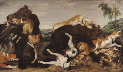 Ayı Avı veya Köpekler ve Ayılar Arasındaki Savaş by Paul De Vos