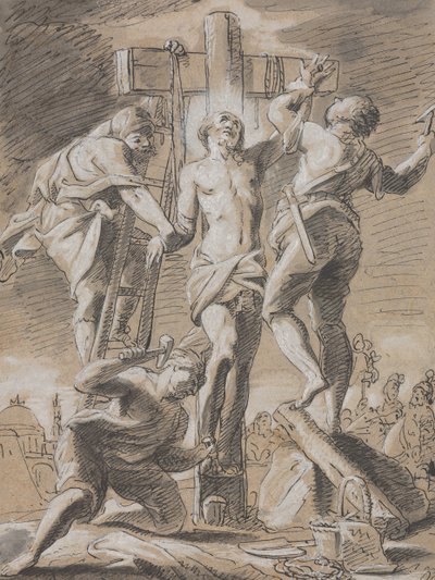 İsa Çarmıha Çivilenmiş, 18. yüzyılın başlarında. by Paul Decker the Younger