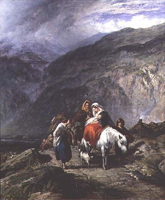 Çingene ailesi bir dağ yolunda by Paul Falconer (attr. to) Poole