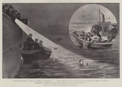 Holbein'in Kanal'da yüzmeye teşebbüsü, 31 Temmuz ve 1 Ağustos by Paul Frenzeny