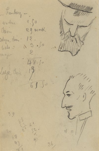 Profilde Sakallı Bir Adam ve Bir Adam [verso] by Paul Gauguin