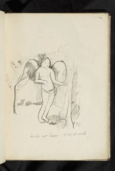 Öncesi ve sonrası - "Kanatlar ağır. Her şey ilkel" çizimi by Paul Gauguin