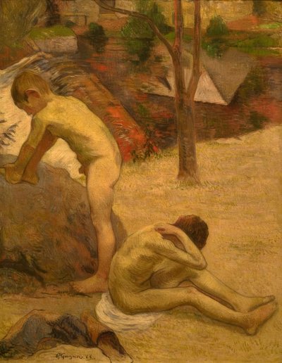 breton erkekleri banyo by Paul Gauguin