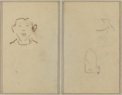 Çocuğun Yüzü; İki Koyun [verso] by Paul Gauguin