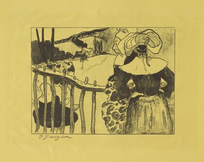 Çitin Yanında Duran Breton Kadınlar, 1889 by Paul Gauguin