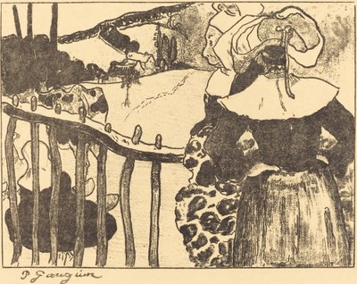 Bir Çitin Yanında Breton Kadınlar Bariyerde Breton Kadınlar, 1889 by Paul Gauguin