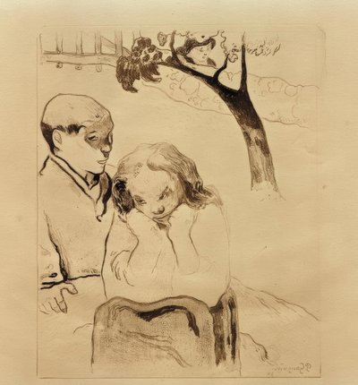 Bariyerdeki Bretonlar by Paul Gauguin