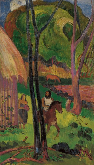 Kulübenin önündeki binici, 1902. by Paul Gauguin