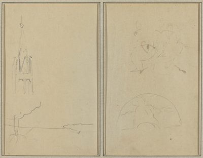 Kilise Kulesi; Bir Taraftar Kroki [rekto] by Paul Gauguin